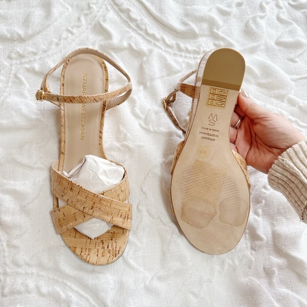 Stuart Weitzman Dayna Ankle Strap Wedge Sandal Size 9.5 - Picture 8 of 9